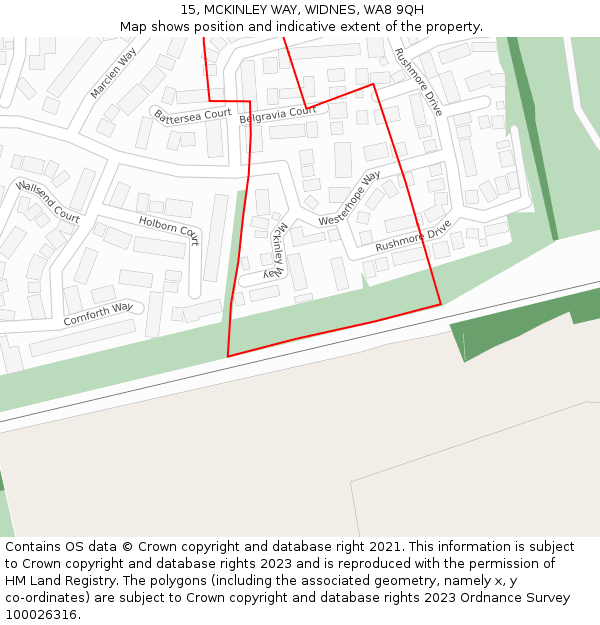 15, MCKINLEY WAY, WIDNES, WA8 9QH: Location map and indicative extent of plot