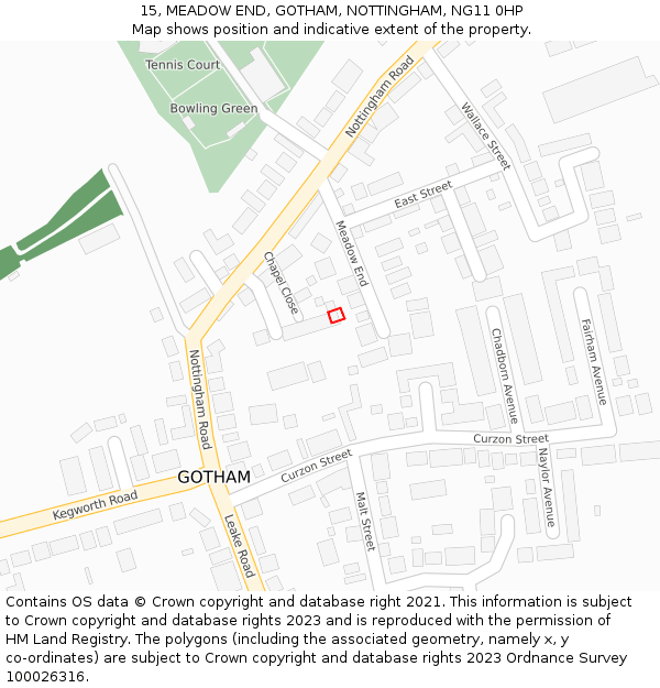 15, MEADOW END, GOTHAM, NOTTINGHAM, NG11 0HP: Location map and indicative extent of plot