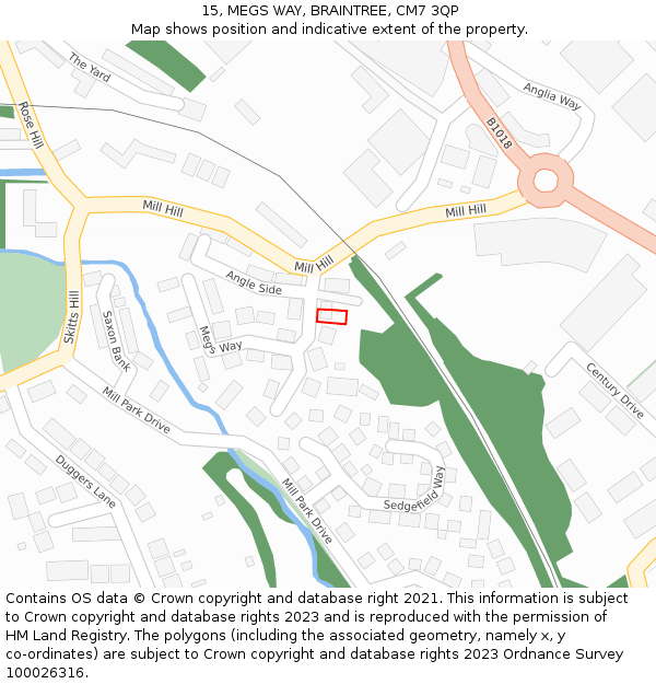 15, MEGS WAY, BRAINTREE, CM7 3QP: Location map and indicative extent of plot