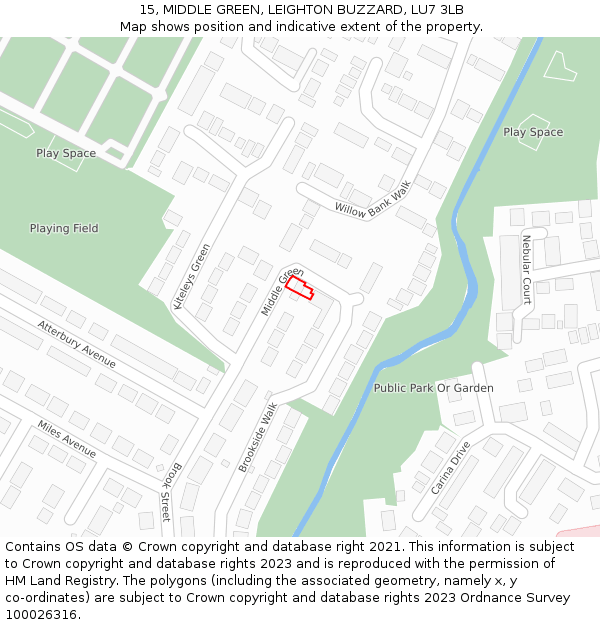 15, MIDDLE GREEN, LEIGHTON BUZZARD, LU7 3LB: Location map and indicative extent of plot