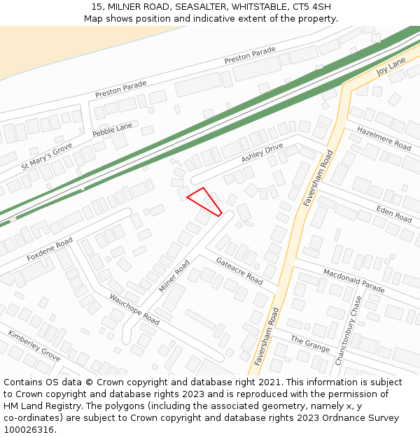 15, MILNER ROAD, SEASALTER, WHITSTABLE, CT5 4SH: Location map and indicative extent of plot