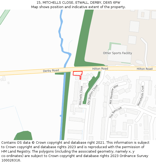 15, MITCHELLS CLOSE, ETWALL, DERBY, DE65 6PW: Location map and indicative extent of plot