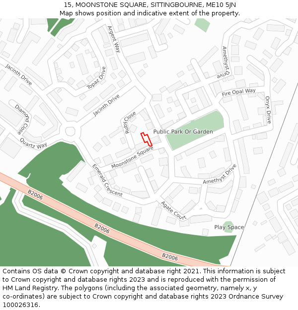 15, MOONSTONE SQUARE, SITTINGBOURNE, ME10 5JN: Location map and indicative extent of plot