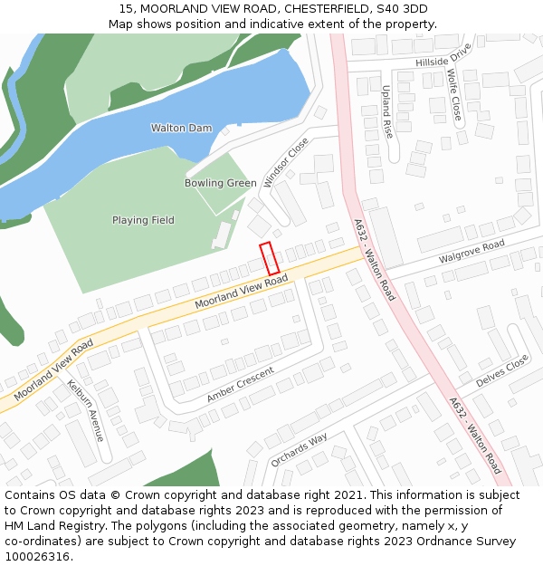 15, MOORLAND VIEW ROAD, CHESTERFIELD, S40 3DD: Location map and indicative extent of plot