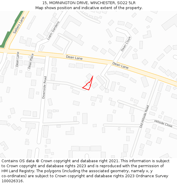 15, MORNINGTON DRIVE, WINCHESTER, SO22 5LR: Location map and indicative extent of plot