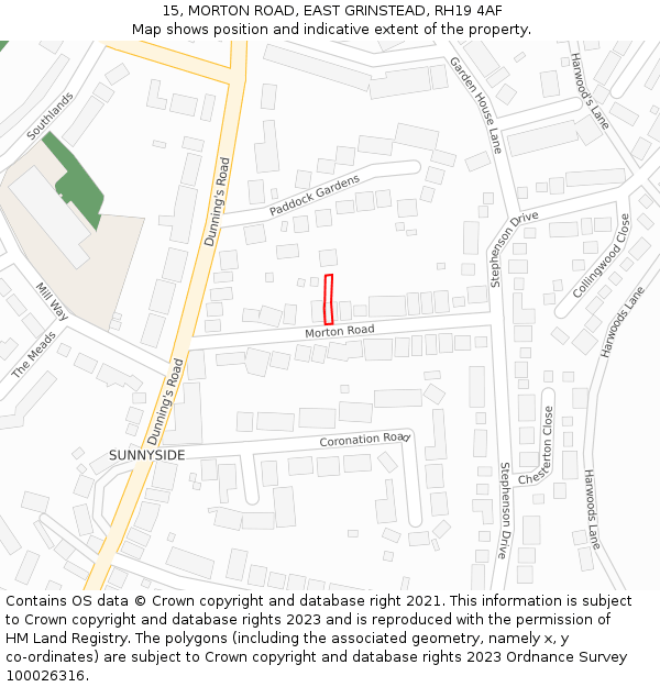 15, MORTON ROAD, EAST GRINSTEAD, RH19 4AF: Location map and indicative extent of plot