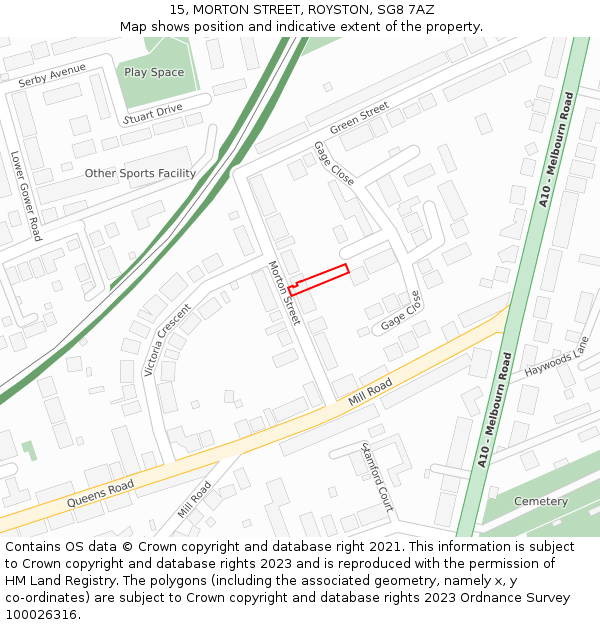 15, MORTON STREET, ROYSTON, SG8 7AZ: Location map and indicative extent of plot