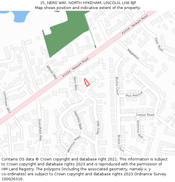 15, NERO WAY, NORTH HYKEHAM, LINCOLN, LN6 8JP: Location map and indicative extent of plot