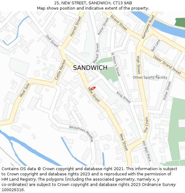 15, NEW STREET, SANDWICH, CT13 9AB: Location map and indicative extent of plot