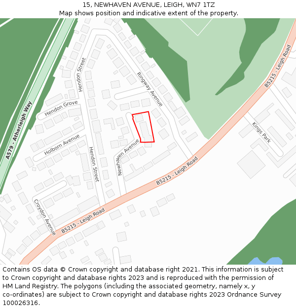 15, NEWHAVEN AVENUE, LEIGH, WN7 1TZ: Location map and indicative extent of plot
