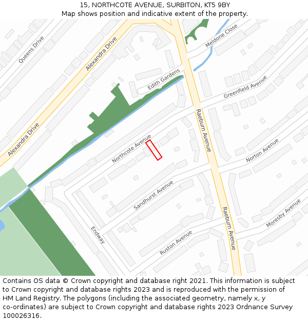 15, NORTHCOTE AVENUE, SURBITON, KT5 9BY: Location map and indicative extent of plot