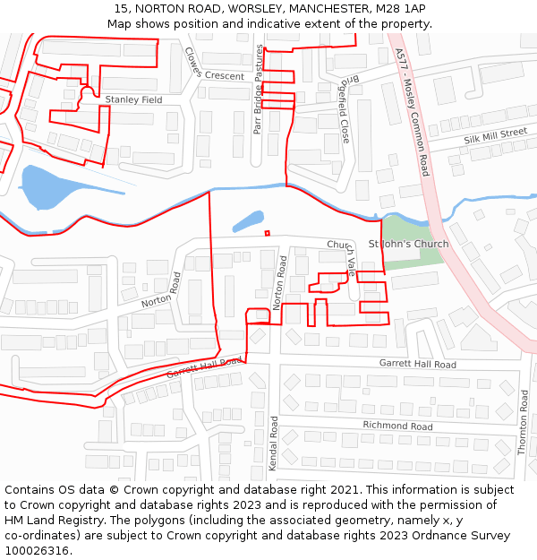 15, NORTON ROAD, WORSLEY, MANCHESTER, M28 1AP: Location map and indicative extent of plot