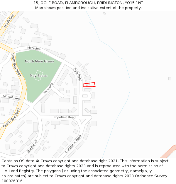 15, OGLE ROAD, FLAMBOROUGH, BRIDLINGTON, YO15 1NT: Location map and indicative extent of plot