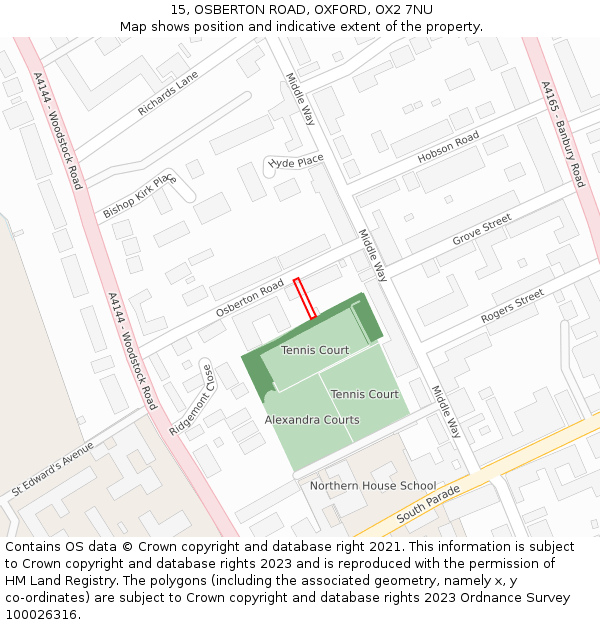 15, OSBERTON ROAD, OXFORD, OX2 7NU: Location map and indicative extent of plot