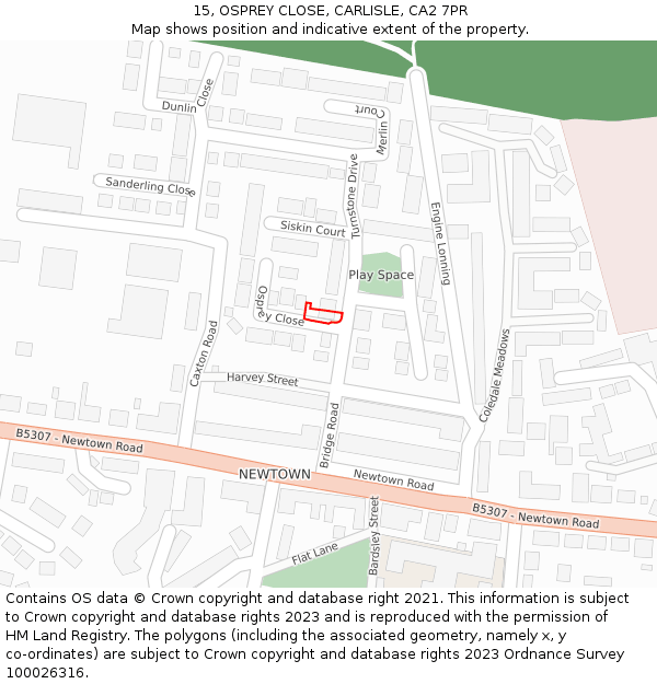 15, OSPREY CLOSE, CARLISLE, CA2 7PR: Location map and indicative extent of plot