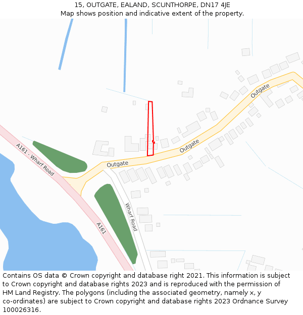 15, OUTGATE, EALAND, SCUNTHORPE, DN17 4JE: Location map and indicative extent of plot