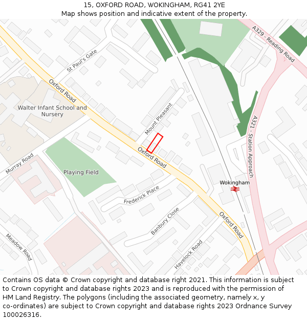 15, OXFORD ROAD, WOKINGHAM, RG41 2YE: Location map and indicative extent of plot