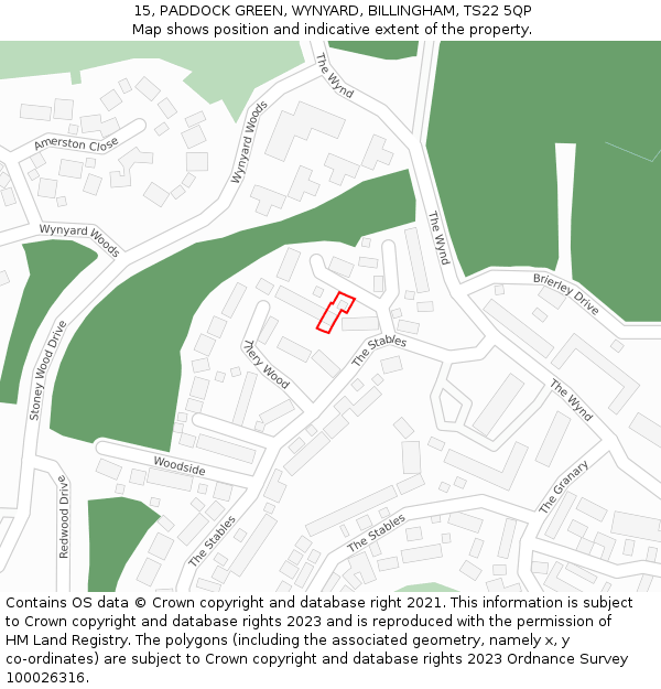 15, PADDOCK GREEN, WYNYARD, BILLINGHAM, TS22 5QP: Location map and indicative extent of plot