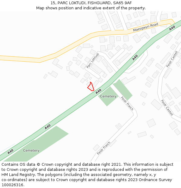 15, PARC LOKTUDI, FISHGUARD, SA65 9AF: Location map and indicative extent of plot