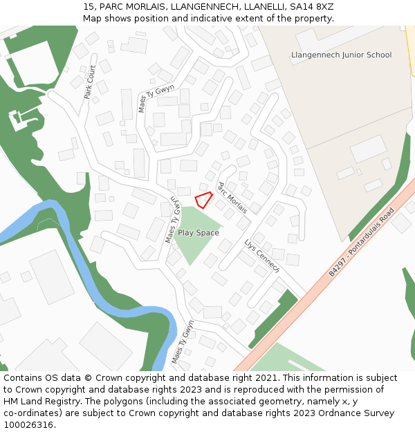 15, PARC MORLAIS, LLANGENNECH, LLANELLI, SA14 8XZ: Location map and indicative extent of plot