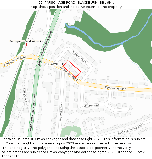 15, PARSONAGE ROAD, BLACKBURN, BB1 9NN: Location map and indicative extent of plot