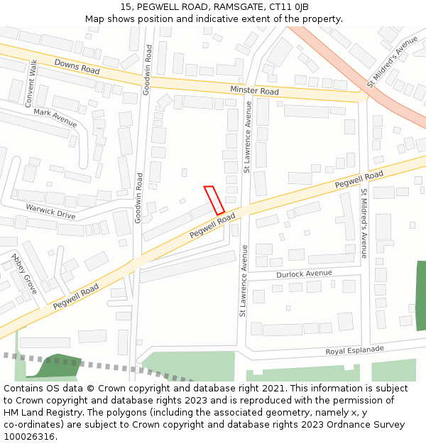 15, PEGWELL ROAD, RAMSGATE, CT11 0JB: Location map and indicative extent of plot