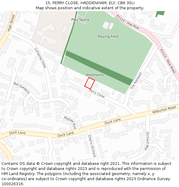 15, PERRY CLOSE, HADDENHAM, ELY, CB6 3SU: Location map and indicative extent of plot