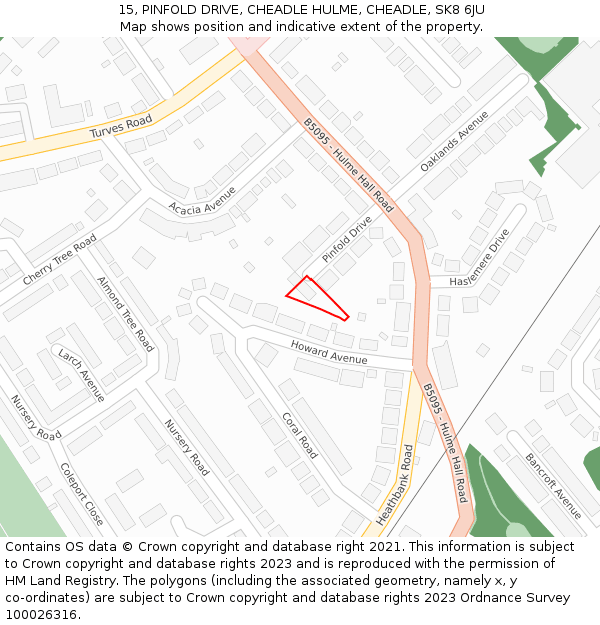 15, PINFOLD DRIVE, CHEADLE HULME, CHEADLE, SK8 6JU: Location map and indicative extent of plot