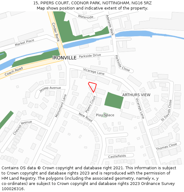 15, PIPERS COURT, CODNOR PARK, NOTTINGHAM, NG16 5RZ: Location map and indicative extent of plot