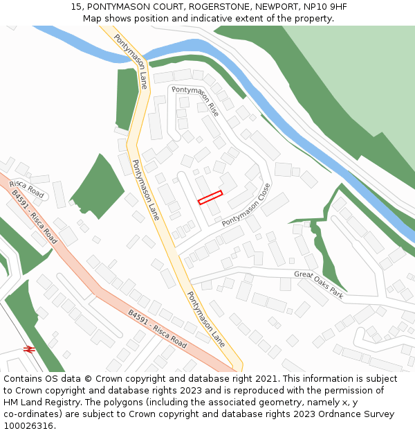 15, PONTYMASON COURT, ROGERSTONE, NEWPORT, NP10 9HF: Location map and indicative extent of plot