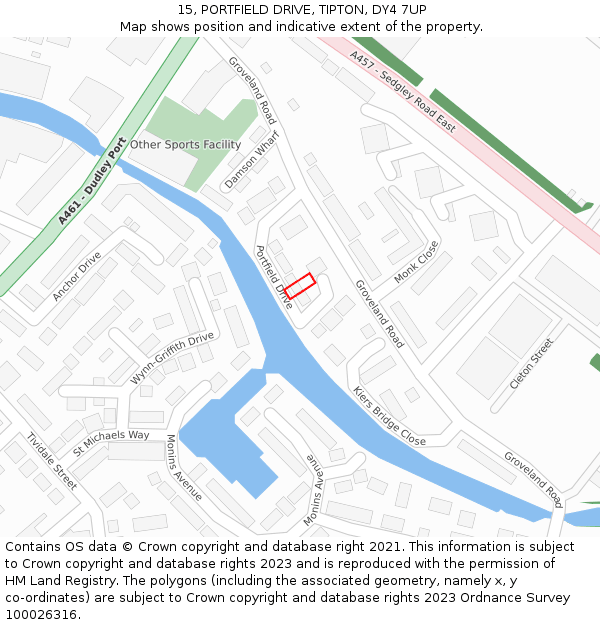15, PORTFIELD DRIVE, TIPTON, DY4 7UP: Location map and indicative extent of plot