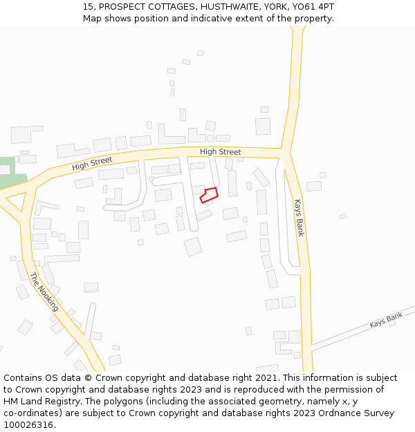 15, PROSPECT COTTAGES, HUSTHWAITE, YORK, YO61 4PT: Location map and indicative extent of plot