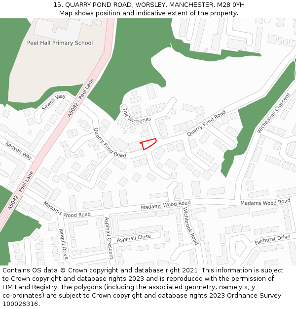 15, QUARRY POND ROAD, WORSLEY, MANCHESTER, M28 0YH: Location map and indicative extent of plot