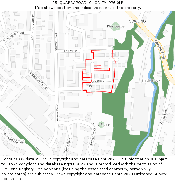 15, QUARRY ROAD, CHORLEY, PR6 0LR: Location map and indicative extent of plot