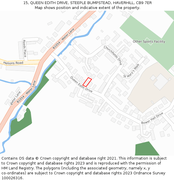15, QUEEN EDITH DRIVE, STEEPLE BUMPSTEAD, HAVERHILL, CB9 7ER: Location map and indicative extent of plot