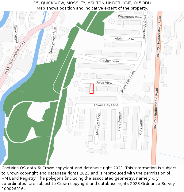 15, QUICK VIEW, MOSSLEY, ASHTON-UNDER-LYNE, OL5 9DU: Location map and indicative extent of plot