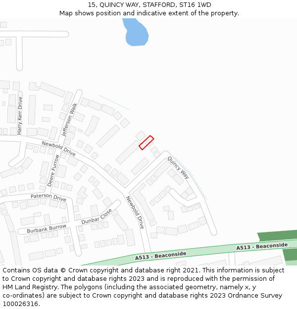 15, QUINCY WAY, STAFFORD, ST16 1WD: Location map and indicative extent of plot