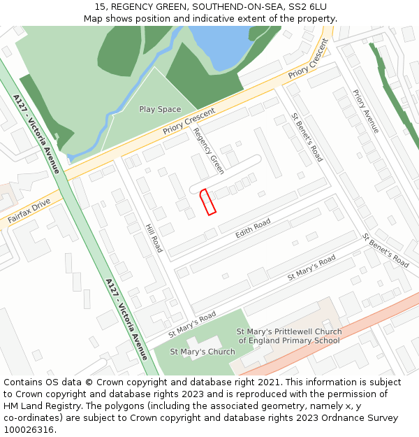 15, REGENCY GREEN, SOUTHEND-ON-SEA, SS2 6LU: Location map and indicative extent of plot