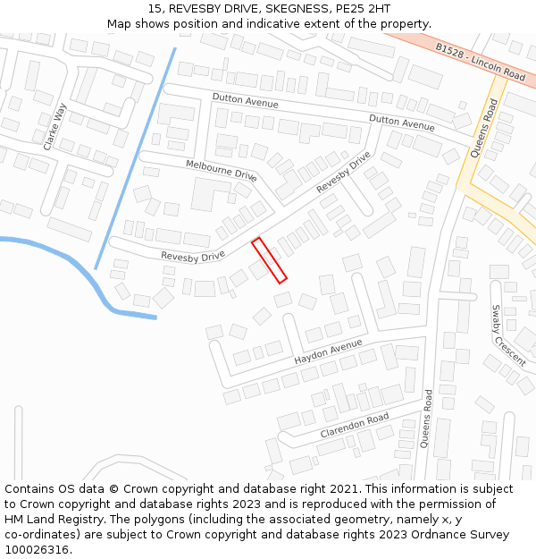 15, REVESBY DRIVE, SKEGNESS, PE25 2HT: Location map and indicative extent of plot