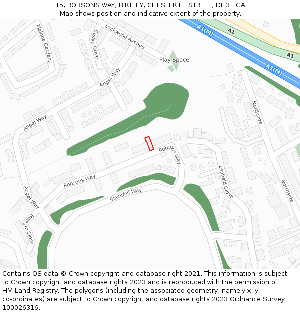 15, ROBSONS WAY, BIRTLEY, CHESTER LE STREET, DH3 1GA: Location map and indicative extent of plot