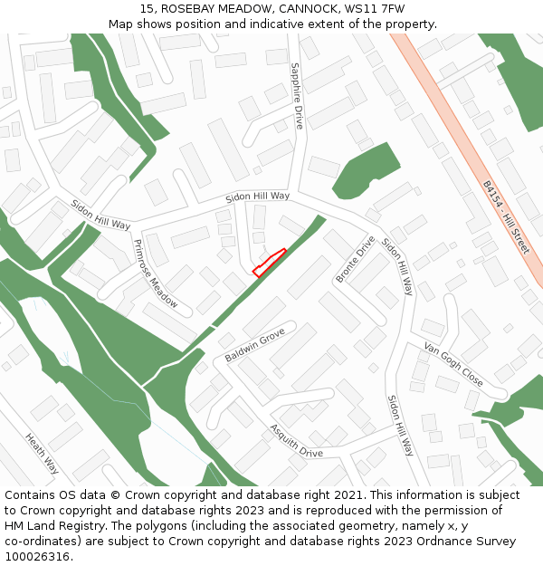 15, ROSEBAY MEADOW, CANNOCK, WS11 7FW: Location map and indicative extent of plot