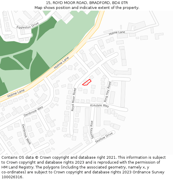 15, ROYD MOOR ROAD, BRADFORD, BD4 0TR: Location map and indicative extent of plot