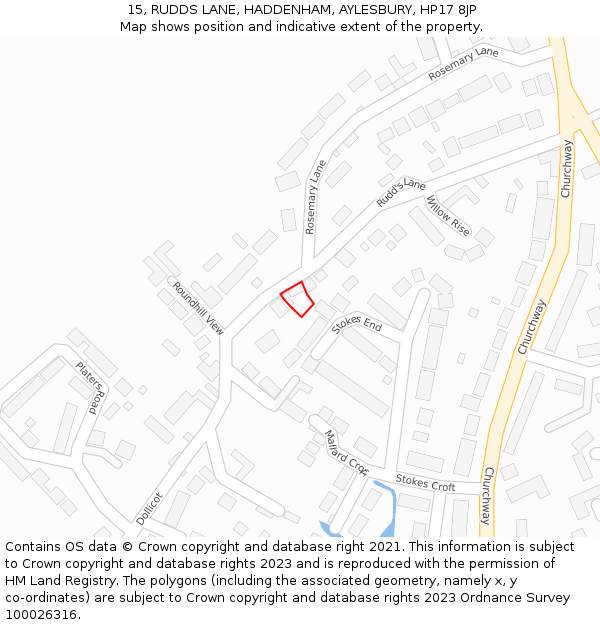 15, RUDDS LANE, HADDENHAM, AYLESBURY, HP17 8JP: Location map and indicative extent of plot