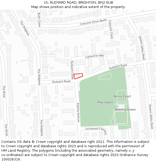 15, RUDYARD ROAD, BRIGHTON, BN2 6UB: Location map and indicative extent of plot