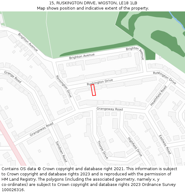 15, RUSKINGTON DRIVE, WIGSTON, LE18 1LB: Location map and indicative extent of plot