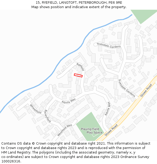 15, RYEFIELD, LANGTOFT, PETERBOROUGH, PE6 9RE: Location map and indicative extent of plot