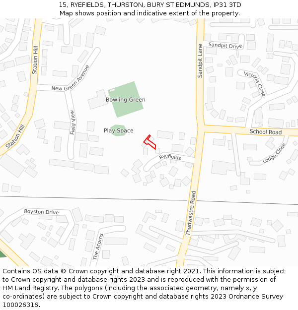 15, RYEFIELDS, THURSTON, BURY ST EDMUNDS, IP31 3TD: Location map and indicative extent of plot