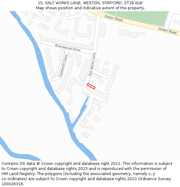 15, SALT WORKS LANE, WESTON, STAFFORD, ST18 0LW: Location map and indicative extent of plot