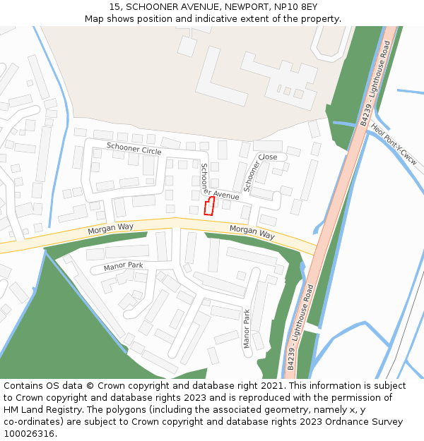 15, SCHOONER AVENUE, NEWPORT, NP10 8EY: Location map and indicative extent of plot