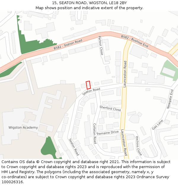 15, SEATON ROAD, WIGSTON, LE18 2BY: Location map and indicative extent of plot